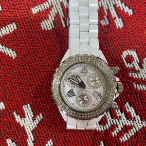 Techno Pave White Chronograph Watch